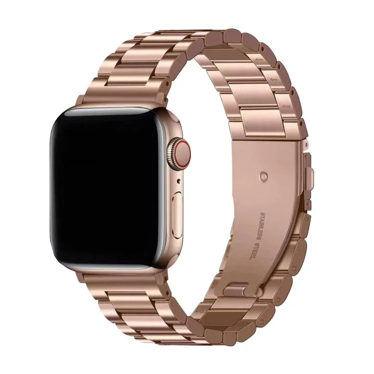 Bracelet de montre à trois perles en acier inoxydable avec film incurvé 3D, pour Apple Watch Series 10 46 mm, Apple Watch Series 10 42 mm, Apple Watch Series 44 mm et Apple Watch Series 40 mm.