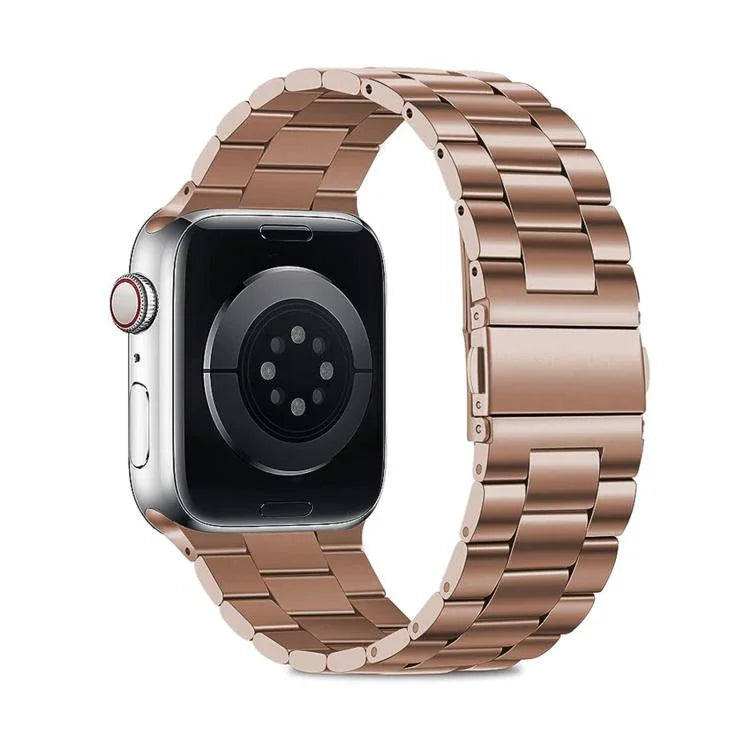 Bracelet de montre en acier inoxydable à trois perles avec film incurvé 3D, pour Apple Watch Series 42 mm