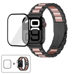 Bracelet de montre en acier inoxydable à trois perles avec film incurvé 3D, pour Apple Watch Series 42 mm