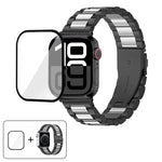 Bracelet de montre en acier inoxydable à trois perles avec film incurvé 3D, pour Apple Watch Series 42 mm