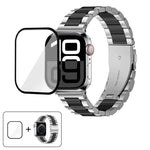 Bracelet de montre en acier inoxydable à trois perles avec film incurvé 3D, pour Apple Watch Series 42 mm