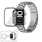 Bracelet de montre en acier inoxydable à trois perles avec film incurvé 3D, pour Apple Watch Series 42 mm