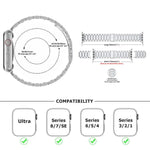 Bracelet de montre à trois perles en acier inoxydable avec film incurvé 3D, pour Apple Watch Ultra 2/1 49 mm, Apple Watch Series 45 mm, Apple Watch Series 41 mm et Apple Watch Series 38 mm.