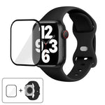 Bracelet de montre en silicone avec boucle papillon et film incurvé 3D, compatible avec Apple Watch Series 10 46 mm, Apple Watch Series 10 42 mm et Apple Watch Series 44 mm.