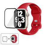 Bracelet de montre en silicone avec boucle papillon et film incurvé 3D, compatible avec Apple Watch Series 10 46 mm, Apple Watch Series 10 42 mm et Apple Watch Series 44 mm.