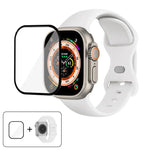 Bracelet de montre en silicone avec boucle papillon et film incurvé 3D, compatible avec Apple Watch Series 40 mm, Apple Watch Ultra 2/1 49 mm et Apple Watch Series 45 mm.