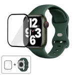 Bracelet de montre en silicone avec boucle papillon et film incurvé 3D, compatible avec Apple Watch Series 40 mm, Apple Watch Ultra 2/1 49 mm et Apple Watch Series 45 mm.