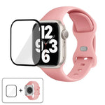 Bracelet de montre en silicone avec boucle papillon et film incurvé 3D, compatible avec Apple Watch Series 40 mm, Apple Watch Ultra 2/1 49 mm et Apple Watch Series 45 mm.