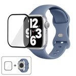 Bracelet de montre en silicone avec boucle papillon et film incurvé 3D, compatible avec Apple Watch Series 40 mm, Apple Watch Ultra 2/1 49 mm et Apple Watch Series 45 mm.