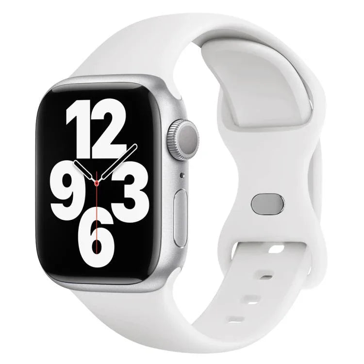 Bracelet de montre en silicone avec boucle papillon et film incurvé 3D, compatible avec Apple Watch Series 41 mm, Apple Watch Series 38 mm et Apple Watch Series 42 mm.