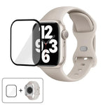 Bracelet de montre en silicone avec boucle papillon et film incurvé 3D, compatible avec Apple Watch Series 41 mm, Apple Watch Series 38 mm et Apple Watch Series 42 mm.