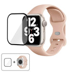 Bracelet de montre en silicone avec boucle papillon et film incurvé 3D, compatible avec Apple Watch Series 41 mm, Apple Watch Series 38 mm et Apple Watch Series 42 mm.