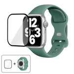 Bracelet de montre en silicone avec boucle papillon et film incurvé 3D, compatible avec Apple Watch Series 41 mm, Apple Watch Series 38 mm et Apple Watch Series 42 mm.