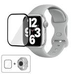 Bracelet de montre en silicone avec boucle papillon et film incurvé 3D, compatible avec Apple Watch Series 41 mm, Apple Watch Series 38 mm et Apple Watch Series 42 mm.