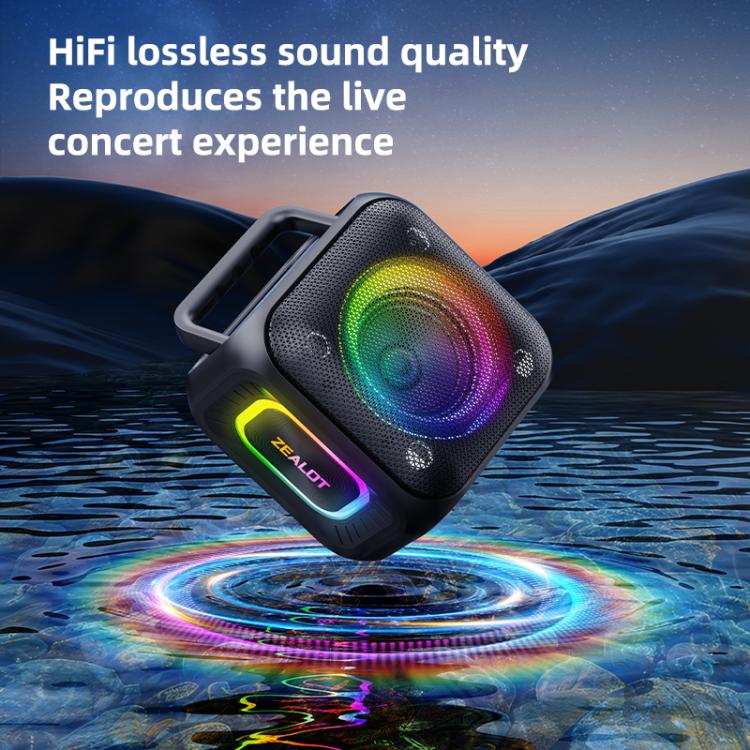 Enceinte Bluetooth stéréo RGB portable extérieure IPX6 Zealot PT01 30W, PT01