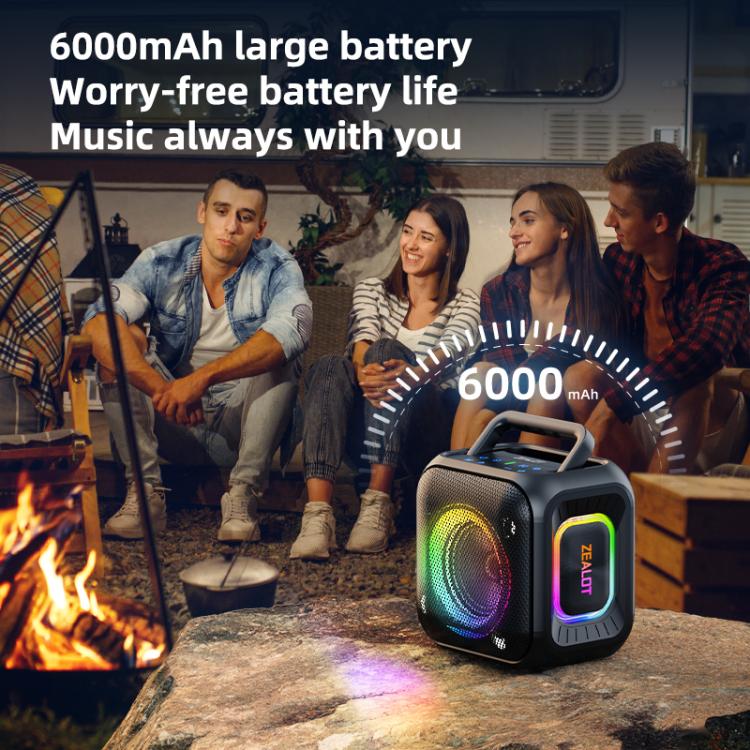Enceinte Bluetooth stéréo RGB portable extérieure IPX6 Zealot PT01 30W, PT01