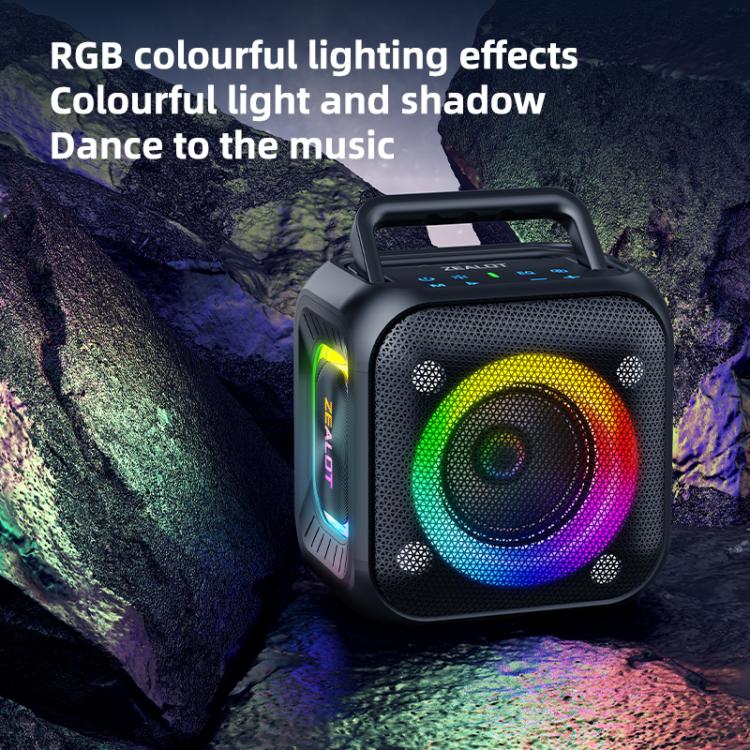 Enceinte Bluetooth stéréo RGB portable extérieure IPX6 Zealot PT01 30W, PT01