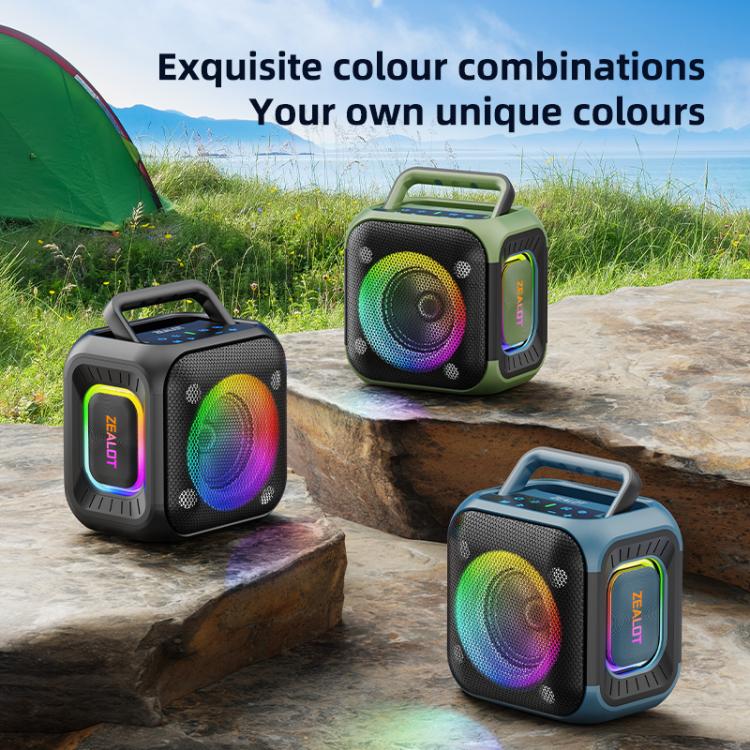 Enceinte Bluetooth stéréo RGB portable extérieure IPX6 Zealot PT01 30W, PT01