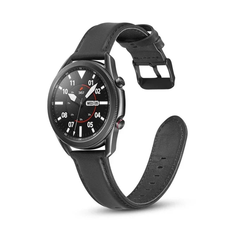 Bracelet de rechange en cuir à texture plate, Pour Samsung Galaxy Watch 3 41mm, Pour Samsung Galaxy Watch 3 45mm