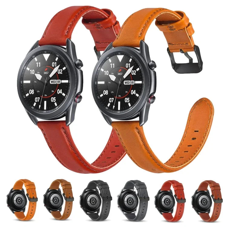 Bracelet de rechange en cuir à texture plate, Pour Samsung Galaxy Watch 3 41mm, Pour Samsung Galaxy Watch 3 45mm