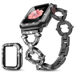 Bracelet de montre xDfind en métal à motif diamant en forme de O avec film trempé et revêtement en polycarbonate intégré, compatible avec Apple Watch Series 10 46 mm, 42 mm, 44 mm, 40 mm et Apple Watch Ultra 2/1 49 mm…