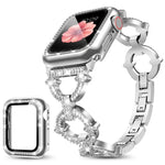Bracelet de montre xDfind en métal à motif diamant en forme de O avec film trempé et revêtement en polycarbonate intégré, compatible avec Apple Watch Series 10 46 mm, 42 mm, 44 mm, 40 mm et Apple Watch Ultra 2/1 49 mm…