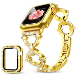 Bracelet de montre xDfind en métal à motif diamant en forme de O avec film trempé et revêtement en polycarbonate intégré, compatible avec Apple Watch Series 10 46 mm, 42 mm, 44 mm, 40 mm et Apple Watch Ultra 2/1 49 mm…