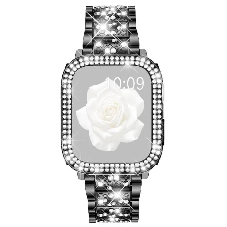 Bracelet de montre en métal serti de diamants xDfind avec étui, compatible avec Apple Watch Series 10 46 mm, 42 mm, 44 mm, 40 mm, Ultra 2/1 49 mm et 45 mm…