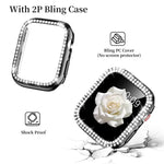 Bracelet de montre en métal serti de diamants xDfind avec étui, compatible avec Apple Watch Series 10 46 mm, 42 mm, 44 mm, 40 mm, Ultra 2/1 49 mm et 45 mm…