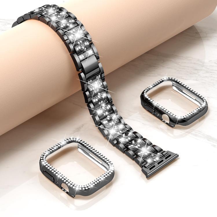 Bracelet de montre en métal serti de diamants xDfind avec étui, compatible avec Apple Watch Series 10 46 mm, 42 mm, 44 mm, 40 mm, Ultra 2/1 49 mm et 45 mm…
