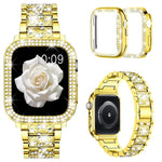 Bracelet de montre en métal serti de diamants xDfind avec étui, compatible avec Apple Watch Series 10 46 mm, 42 mm, 44 mm, 40 mm, Ultra 2/1 49 mm et 45 mm…
