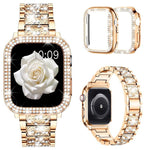 Bracelet de montre en métal serti de diamants xDfind avec étui, compatible avec Apple Watch Series 10 46 mm, 42 mm, 44 mm, 40 mm, Ultra 2/1 49 mm et 45 mm…