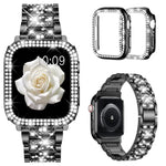 Bracelet de montre en métal serti de diamants xDfind avec étui, compatible avec Apple Watch Series 10 46 mm, 42 mm, 44 mm, 40 mm, Ultra 2/1 49 mm et 45 mm…