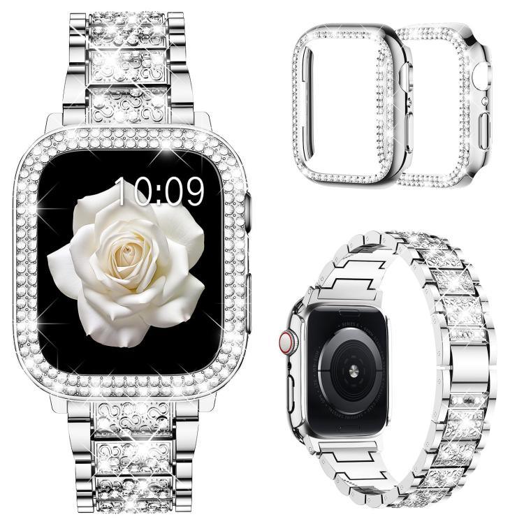 Bracelet de montre en métal serti de diamants xDfind avec étui, compatible avec Apple Watch Series 10 46 mm, 42 mm, 44 mm, 40 mm, Ultra 2/1 49 mm et 45 mm…