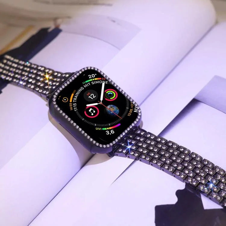Bracelet de montre en métal orné de diamants xDfind avec étui, compatible avec Apple Watch Series 10 46 mm, 42 mm, 44 mm, 40 mm, Ultra 2/1 49 mm et 45 mm…