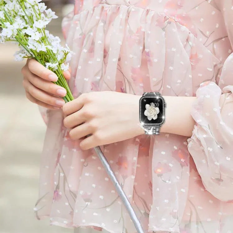 Bracelet de montre en métal orné de diamants xDfind avec étui, compatible avec Apple Watch Series 10 46 mm, 42 mm, 44 mm, 40 mm, Ultra 2/1 49 mm et 45 mm…