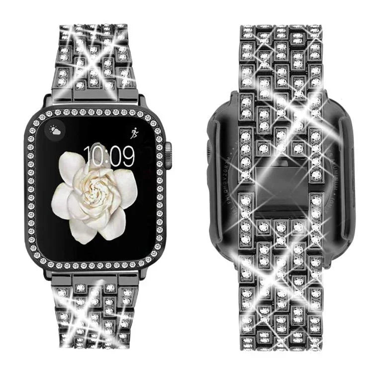 Bracelet de montre en métal orné de diamants xDfind avec étui, compatible avec Apple Watch Series 10 46 mm, 42 mm, 44 mm, 40 mm, Ultra 2/1 49 mm et 45 mm…