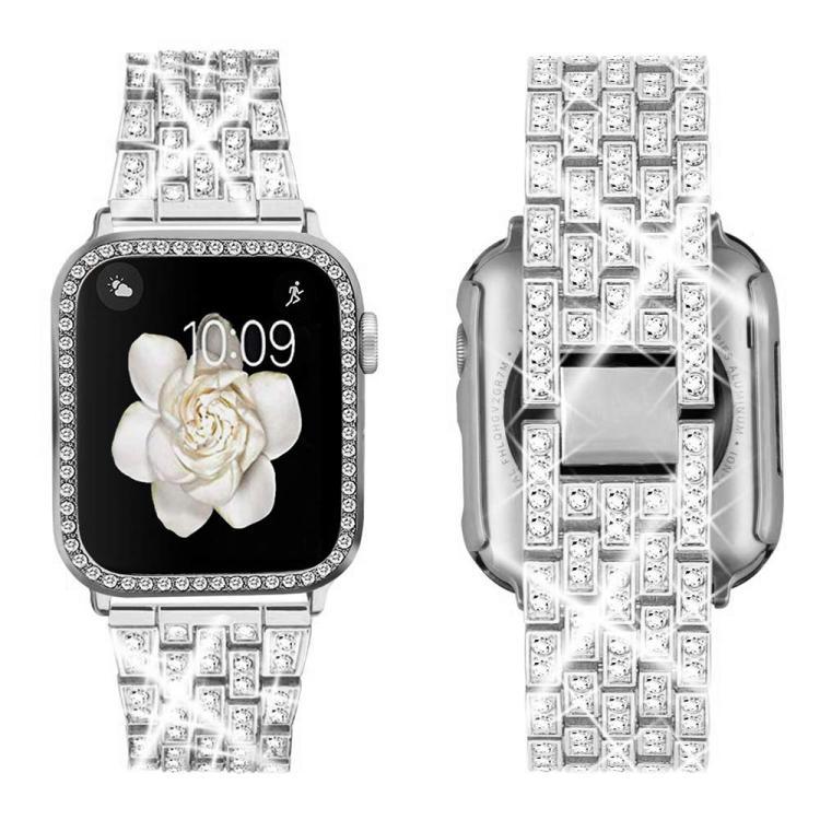 Bracelet de montre en métal orné de diamants xDfind avec étui, compatible avec Apple Watch Series 10 46 mm, 42 mm, 44 mm, 40 mm, Ultra 2/1 49 mm et 45 mm…