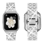 Bracelet de montre en métal orné de diamants xDfind avec étui, compatible avec Apple Watch Series 10 46 mm, 42 mm, 44 mm, 40 mm, Ultra 2/1 49 mm et 45 mm…