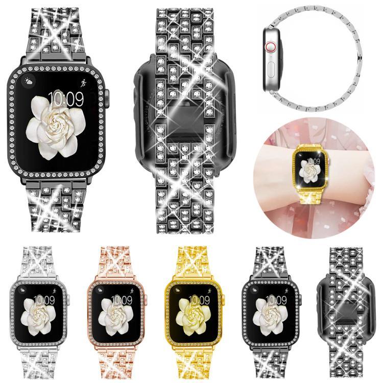 Bracelet de montre en métal orné de diamants xDfind avec étui, compatible avec Apple Watch Series 10 46 mm, 42 mm, 44 mm, 40 mm, Ultra 2/1 49 mm et 45 mm…