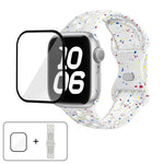 Bracelet de montre en silicone à boucle papillon et pois colorés avec film incurvé 3D, pour Apple Watch Series 42 mm