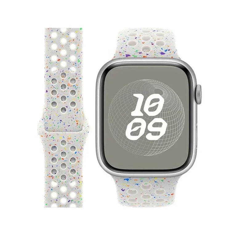 Bracelet de montre en silicone à boucle papillon et pois colorés avec film incurvé 3D, pour Apple Watch Series 42 mm