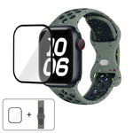 Bracelet de montre en silicone à boucle papillon et pois colorés avec film incurvé 3D, pour Apple Watch Series 42 mm