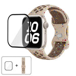 Bracelet de montre en silicone à boucle papillon et pois colorés avec film incurvé 3D, pour Apple Watch Series 42 mm