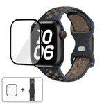 Bracelet de montre en silicone à boucle papillon et pois colorés avec film incurvé 3D, pour Apple Watch Series 42 mm