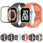Bracelet de montre en silicone à boucle papillon et pois colorés avec film incurvé 3D, pour Apple Watch Series 42 mm