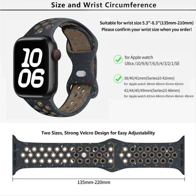 Bracelet de montre en silicone à boucle papillon et pois colorés avec film incurvé 3D, pour Apple Watch Series 42 mm