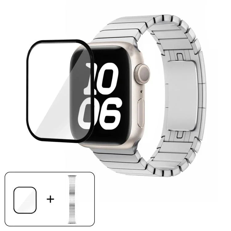 Bracelet de montre Original Buckle en acier inoxydable 316 avec film incurvé 3D, compatible avec Apple Watch Series 10 46 mm, 42 mm, 44 mm, 40 mm, Ultra 2/1 49 mm et 45 mm…
