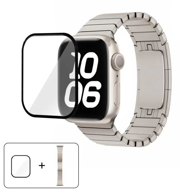 Bracelet de montre Original Buckle en acier inoxydable 316 avec film incurvé 3D, compatible avec Apple Watch Series 10 46 mm, 42 mm, 44 mm, 40 mm, Ultra 2/1 49 mm et 45 mm…