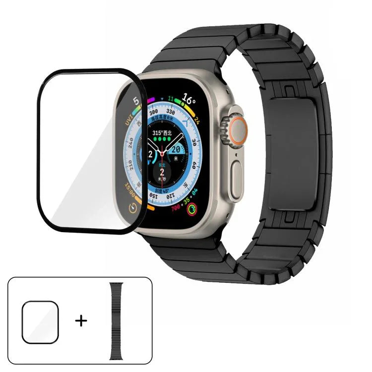 Bracelet de montre Original Buckle en acier inoxydable 316 avec film incurvé 3D, compatible avec Apple Watch Series 10 46 mm, 42 mm, 44 mm, 40 mm, Ultra 2/1 49 mm et 45 mm…